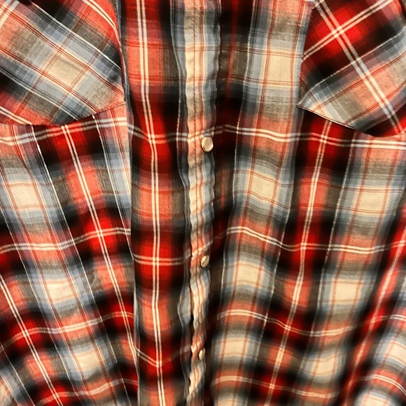 Ely Cattlemen - Men’s XL - Red / Blue & Silver - Pearl Snap Western Shirt - - Picture 5 of 14